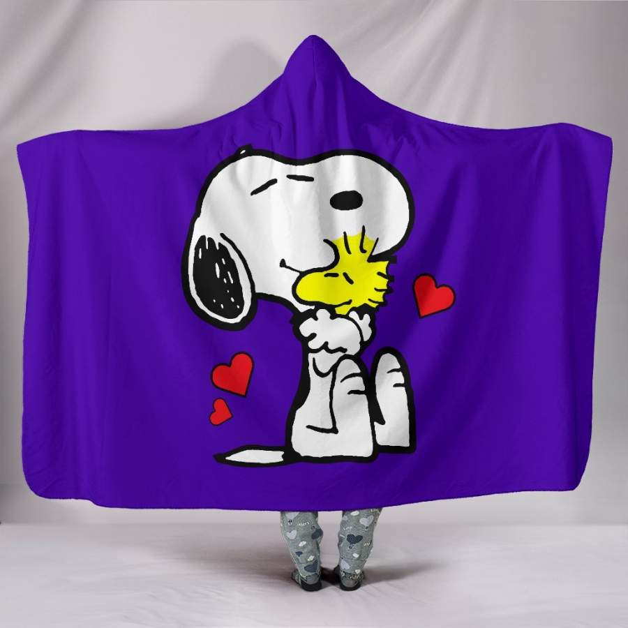 Snoopy And Woodstock Hooded Blanket Purple Christmas Gift Ideas