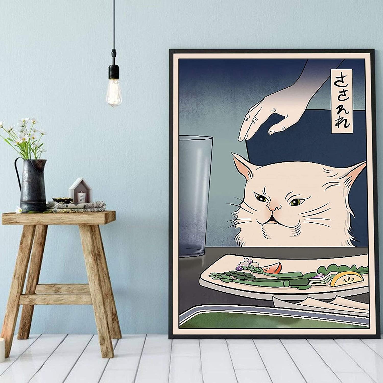Flower Poster Vintage Funny Smudge Cat Meme Poster Cat Art Print Cat