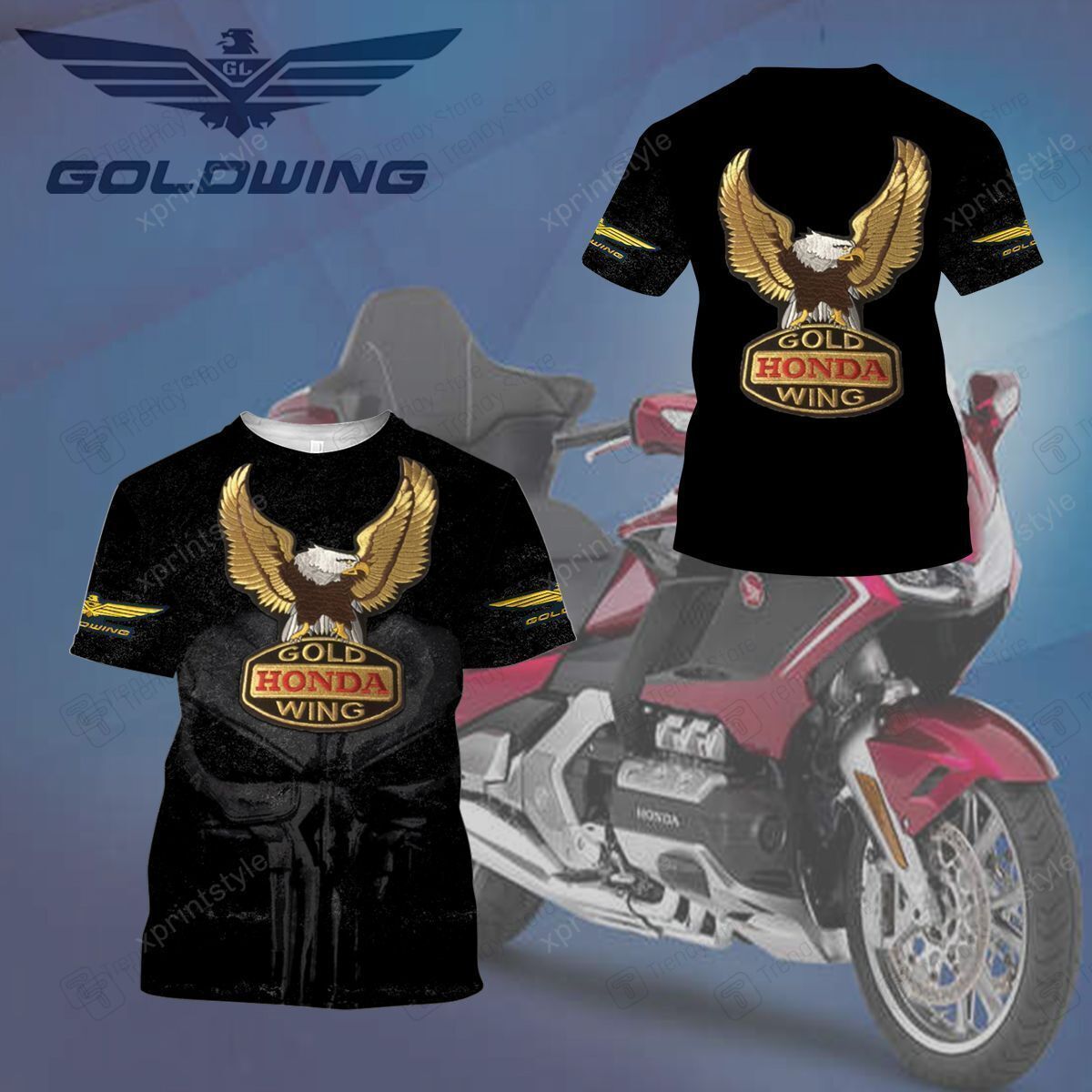 D All Over Printed Honda Gold Wing Shirts Ver Black Redditprint