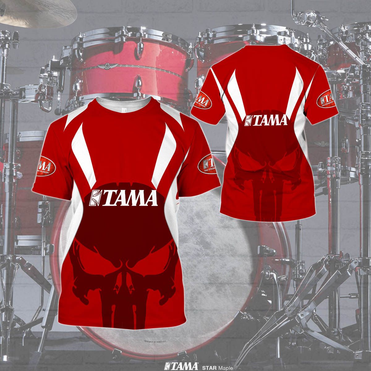 3D All Over Printed TAMA Drum DVT NH Shirts Ver2 Red Redditprint