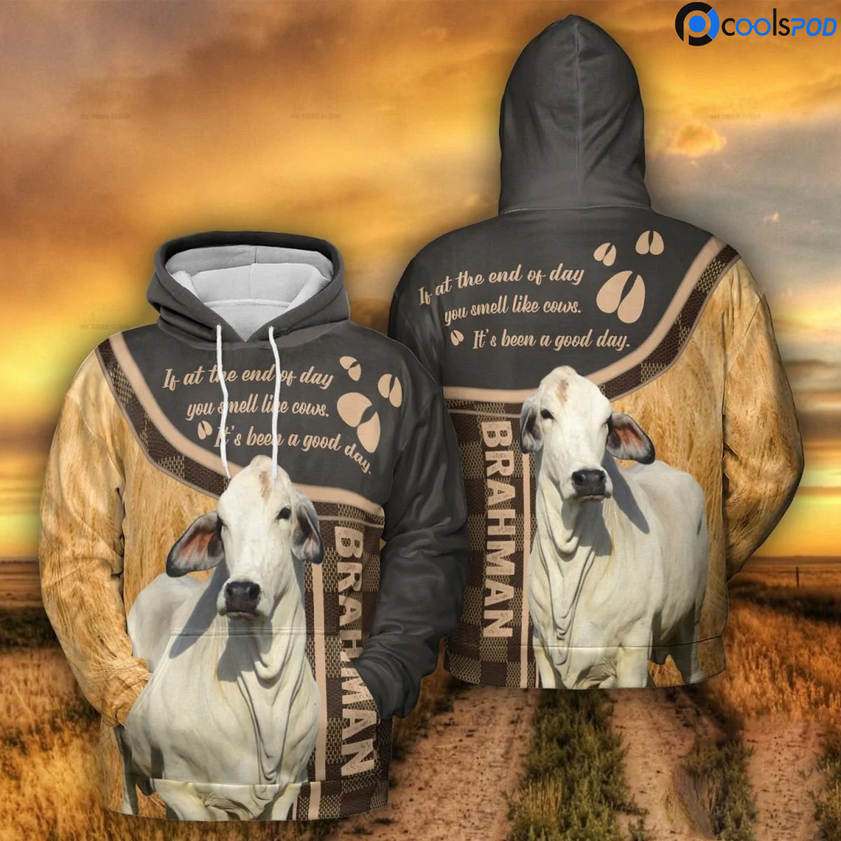 Brahman Cattle Lovers A Good Day 3D Hoodie, Cow Cute Hoodie, Farm Hoodie