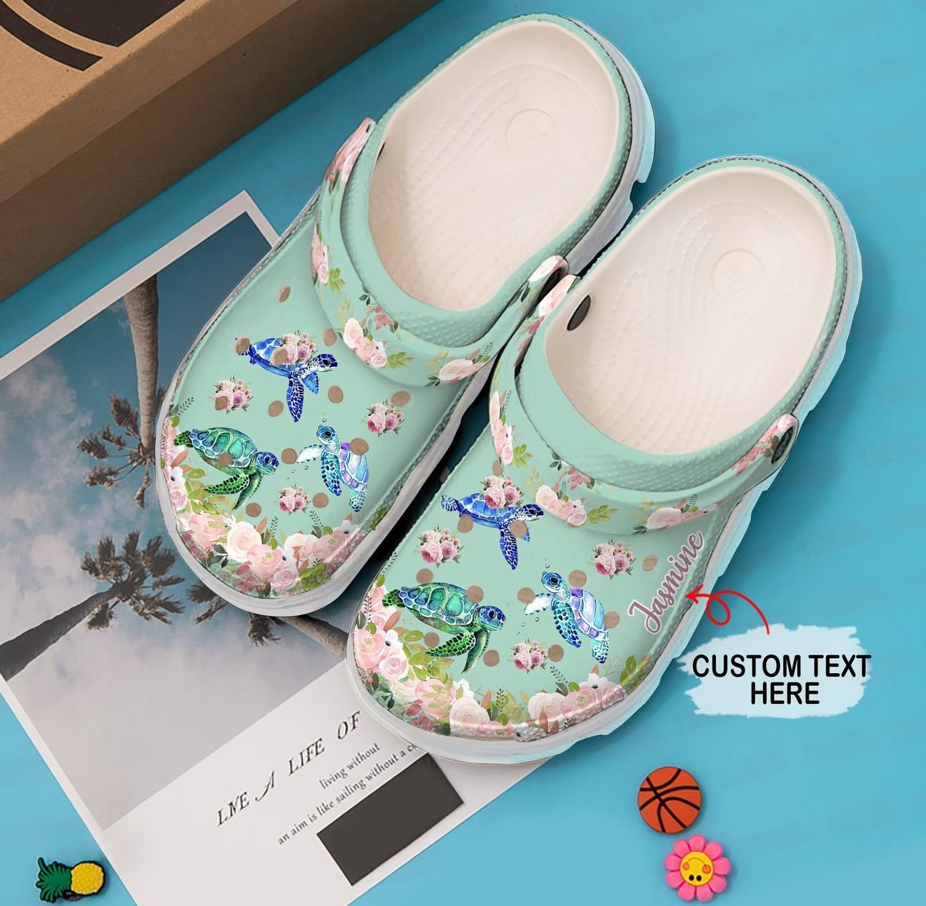 Sea Turtle Personalized Clog, Custom Name, Text, Color, Number Fashion Style For Women, Men, Kid, Print 3D Floral Sea Turtles