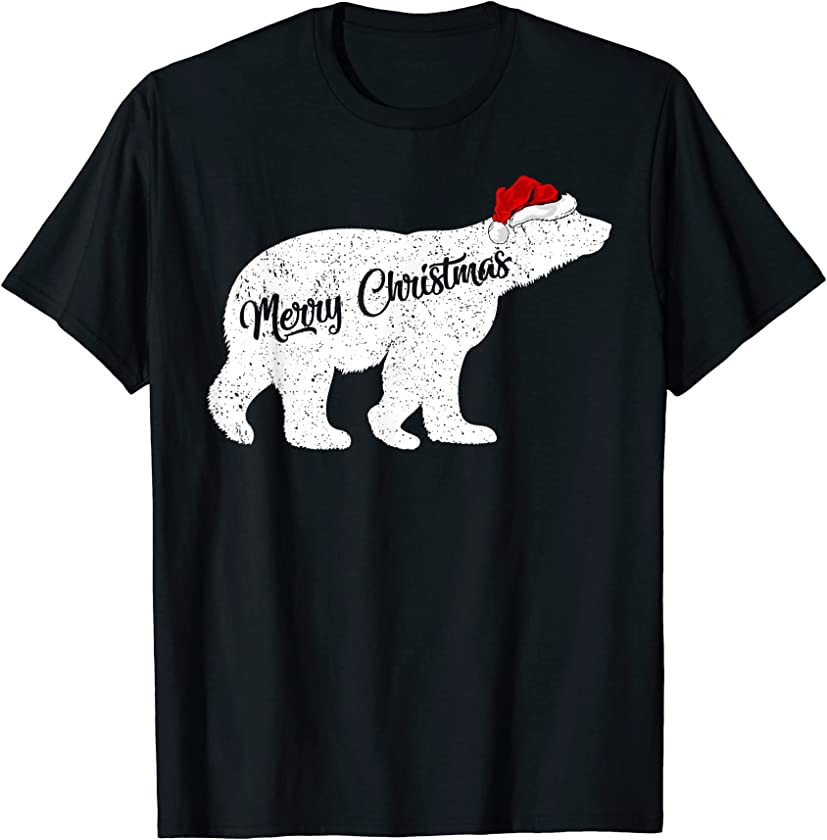 Polar Bear Animal Lover Xmas Santa Hat Polar Bear Christmas T-Shirt