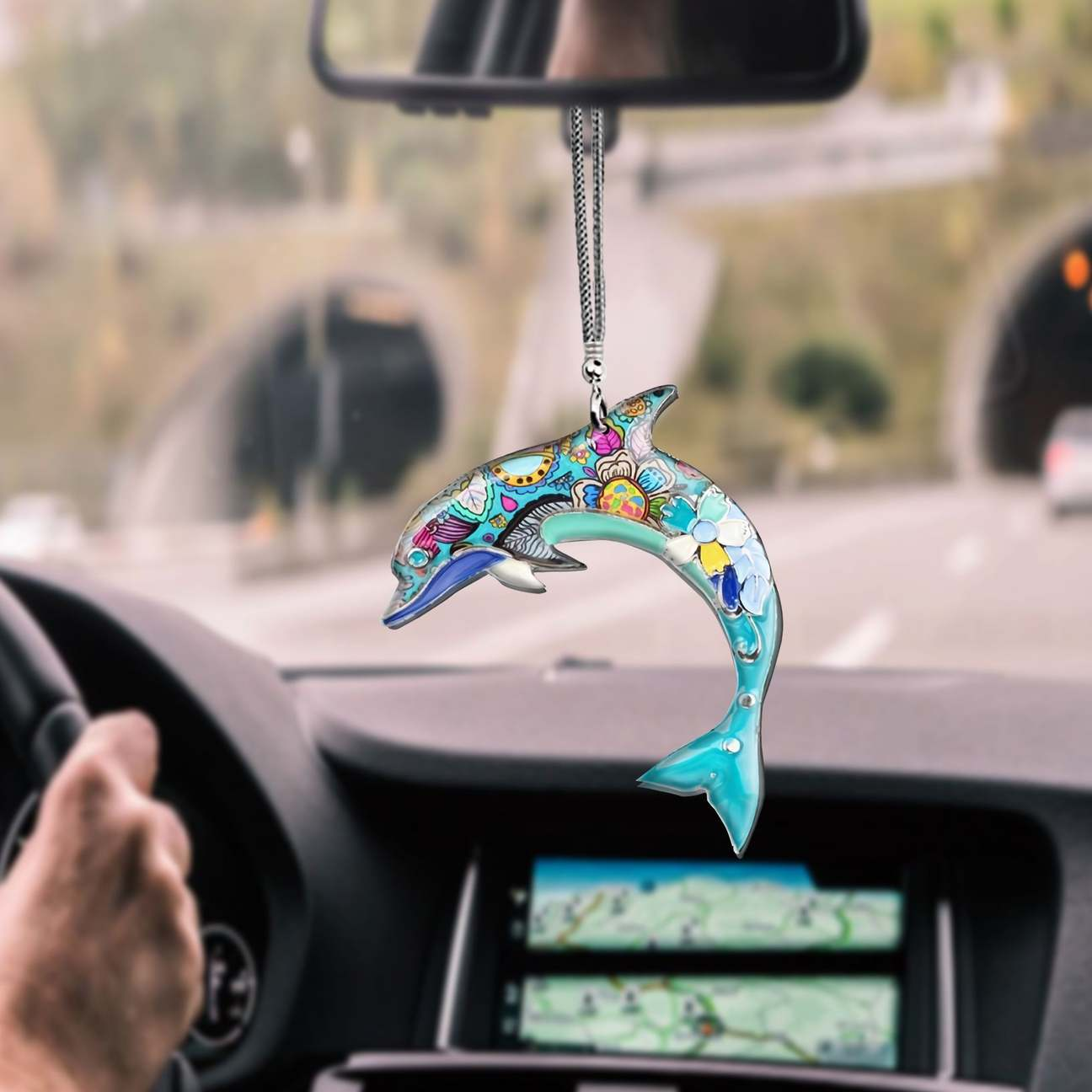 Dolphin Colorful Art 3D Printed Car Hanging Ornament