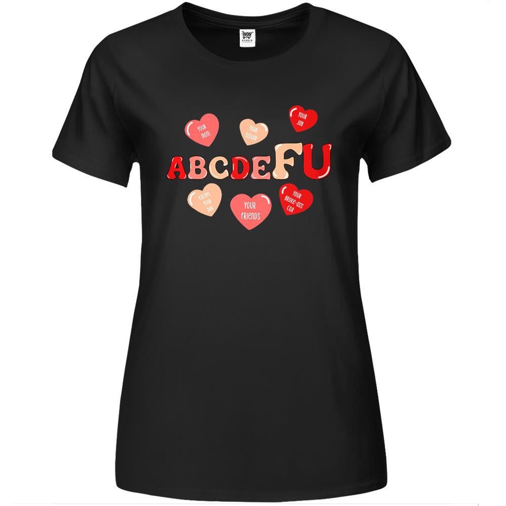 Abcdefu Retro Funny Heart Valentine’S Day Anti Valentine Premium Womens T Shirts