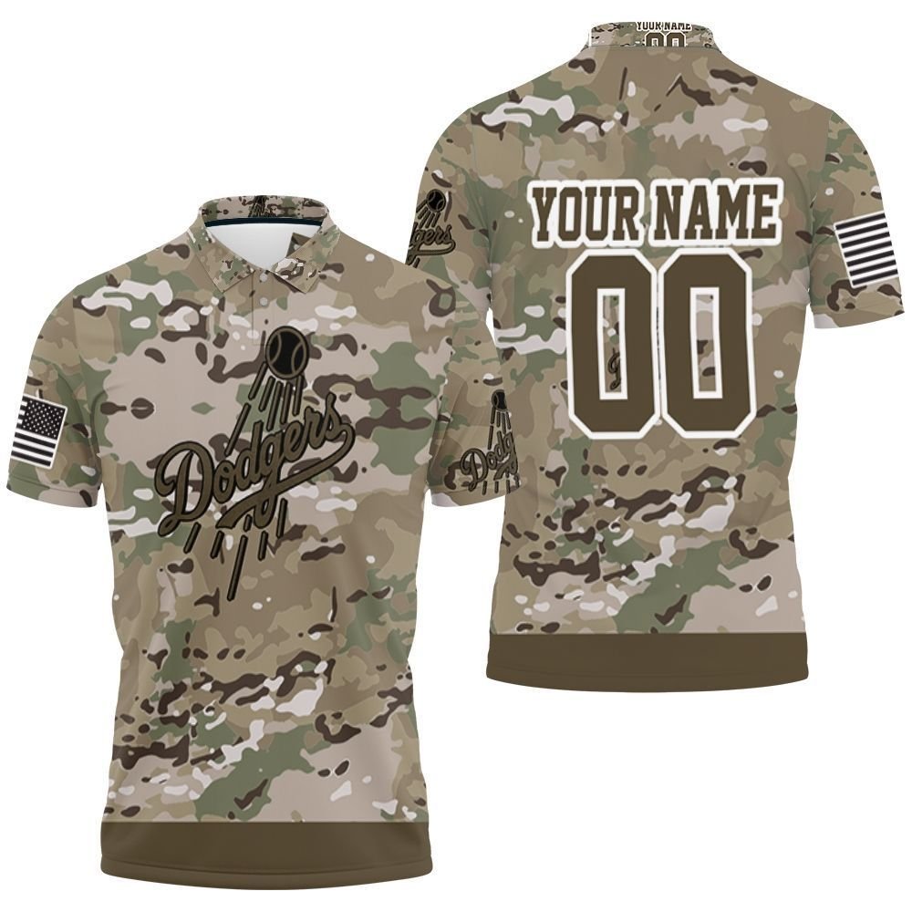 Los Angeles Dodgers Camouflage Veteran 3D Personalized Polo Shirt