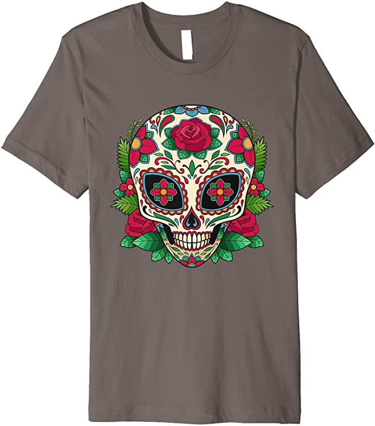 Alien Sugar Skull Dog Calavera Mexico Dia De Los Muertos Premium T-Shirt