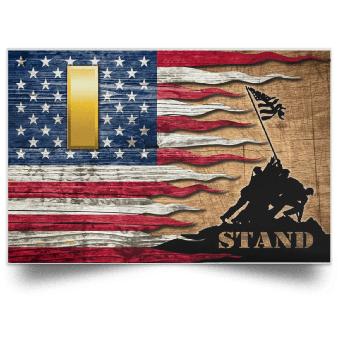 US Army O-1 Second Lieutenant O1 2LT Commissioned Officer Stand For The Flag Satin Landscape Poster