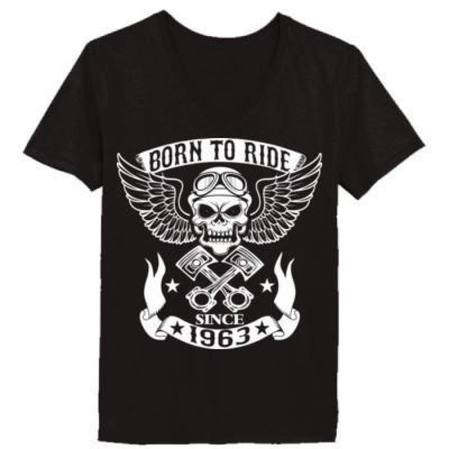 AGR Born To Ride Since 1963 – Ladies’ V-Neck T-Shirt