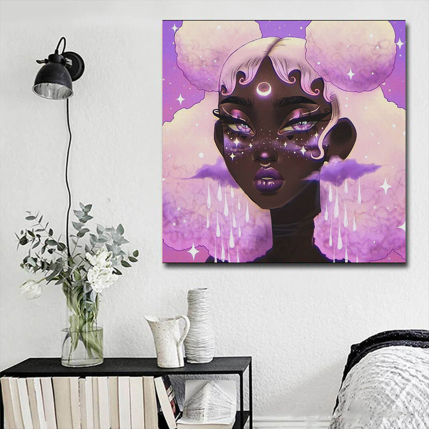 African American Canvas Prints Afro Lady Melanin Woman Art African Themed Living Rooms Decor WBG5627