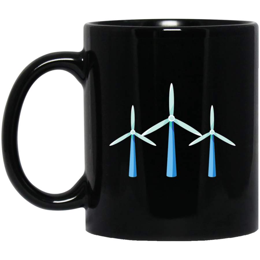 Wind Turbine Renewable Energy Earth Day Gifts 11oz 15oz Black Mug Happy Easter Day Funny Colors Eggs Bunny Ears Peeps Cute