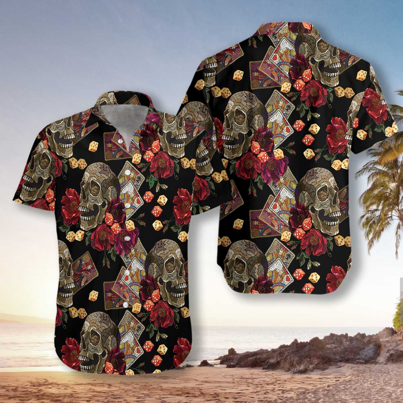 Casino Skull Colorful Hawaii Shirt Ha6393