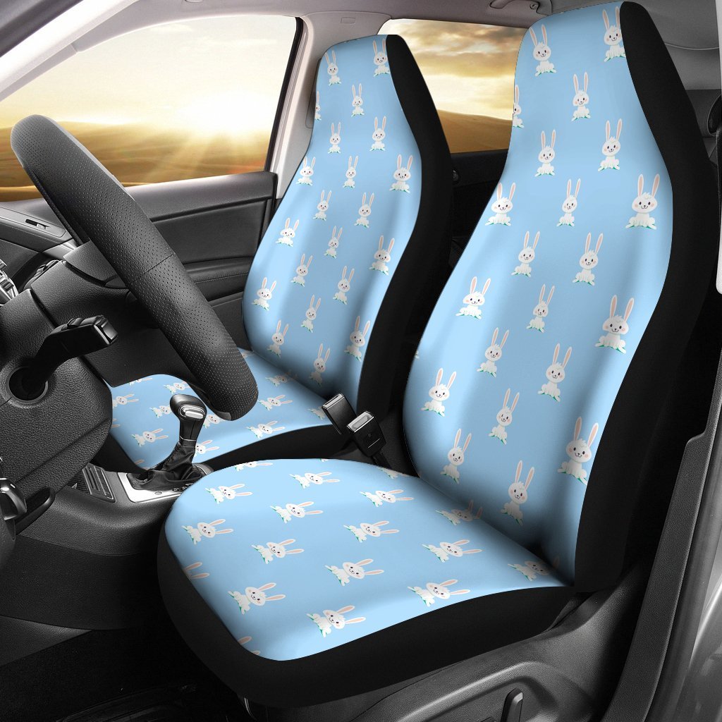 Rabbit Bunny Print Pattern Seat Cover Car Seat Covers Set 2 Pc, Car Accessories Car Mats