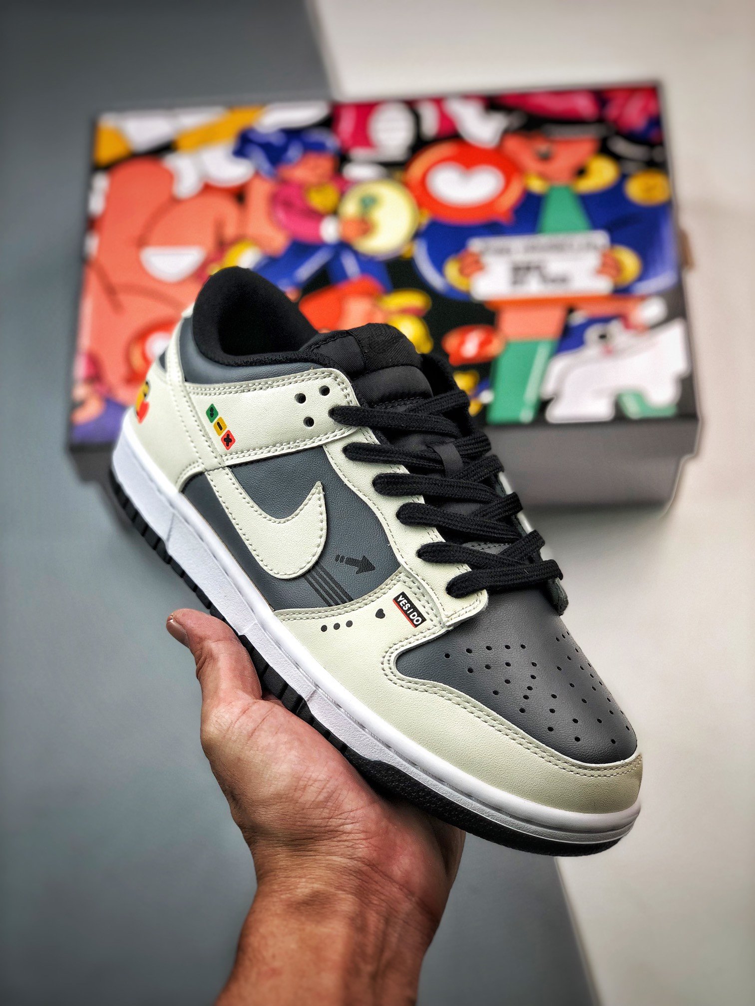 Custom Nike Dunk Low WhiteDrak Grey-Black 5340968