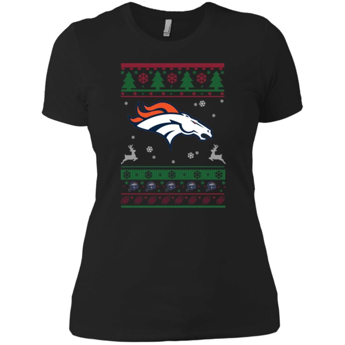 Denver Broncos Logo Football Teams Ugly Christmas Sweater Women T-Shirt