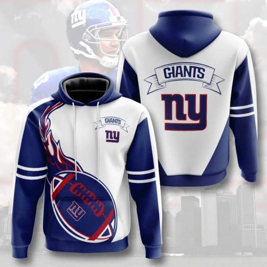 New York Giants Flame Ball 3D Hoodie