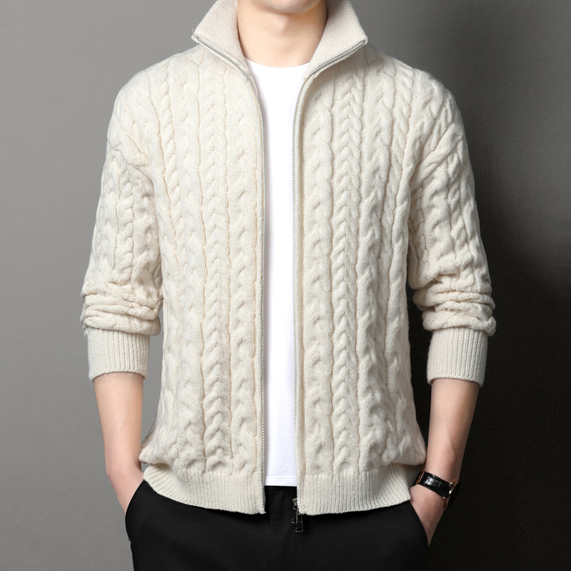 Autumn Winter Sweatercoat Men Thick Warm Zipper Stand Collar Cardigan Fashion Knitted Sweaters Jacket Brand Mens Clothing 2022 alx