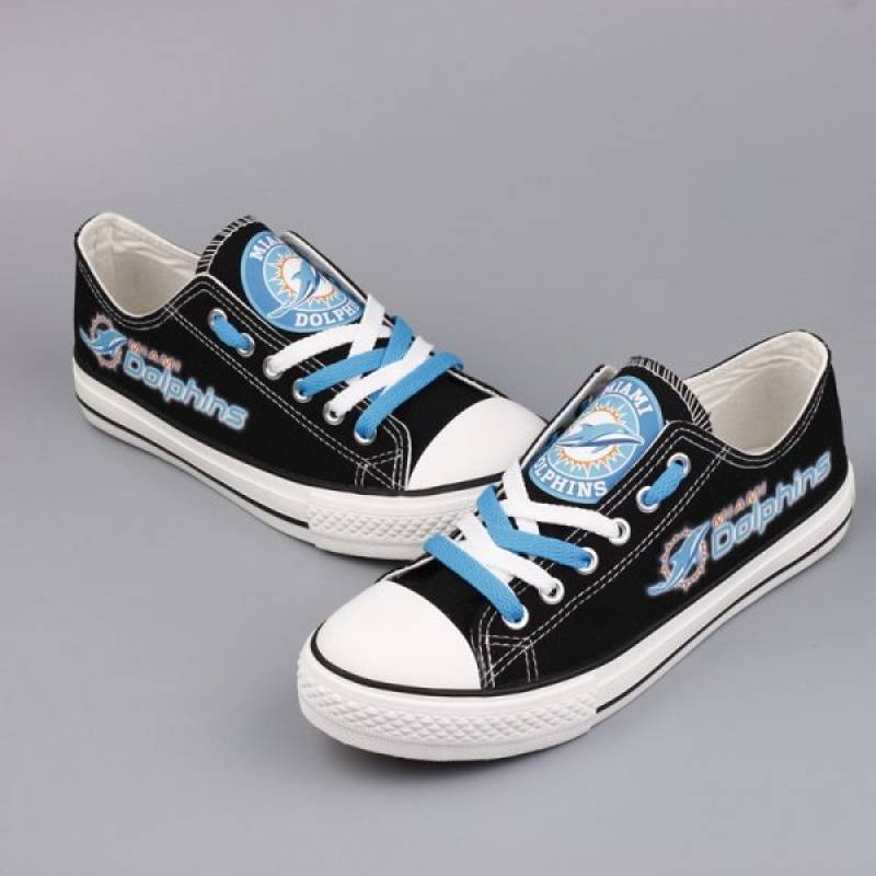 Miami Dolphins Canvas Shoes, Dolphins Sneakers, Tennis Shoes T-D852H