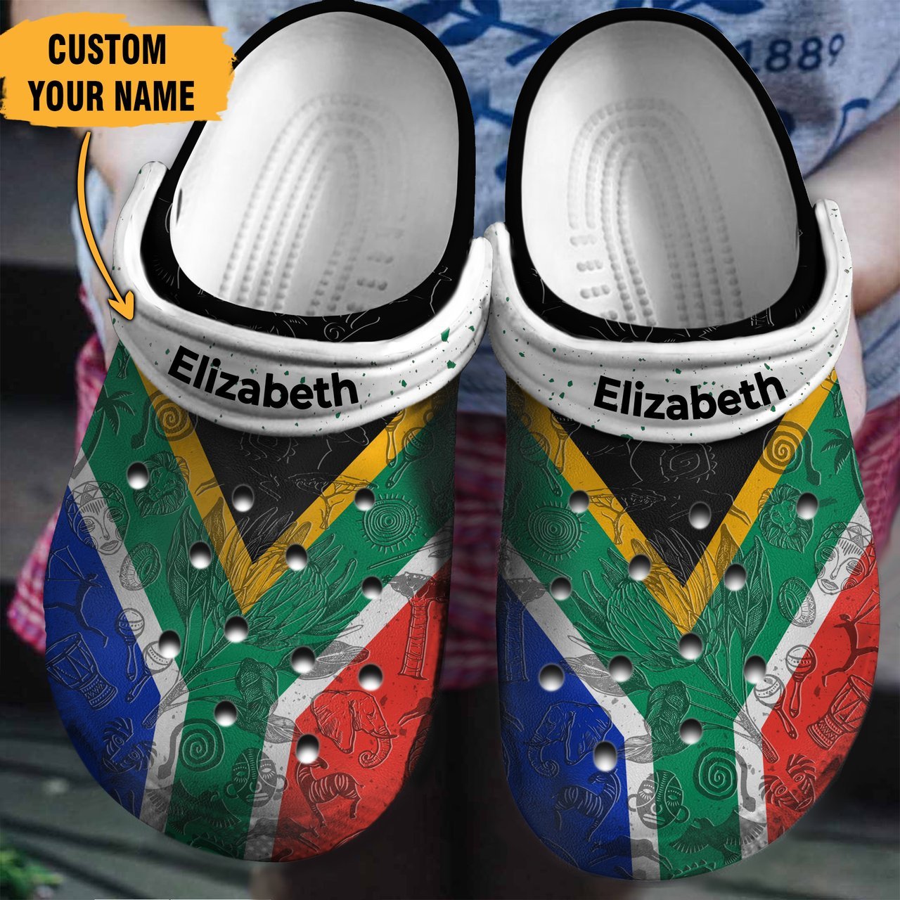 South African Flag Gift For Fan Classic Water Rubber 3D clogband Clog