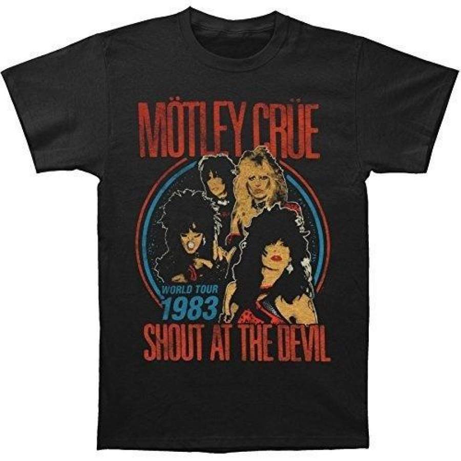 YPS Men t-shirt Fashion shirt Men’s Motley Crue Vintage Shout At the Devil T-Shirt