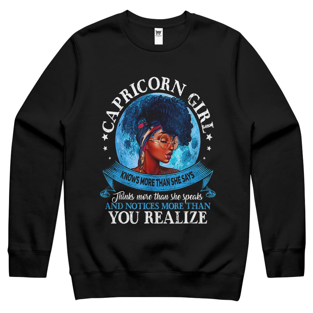 Capricorn Girls Black Queen Best January Birthday Party Crewneck Sweatshirt