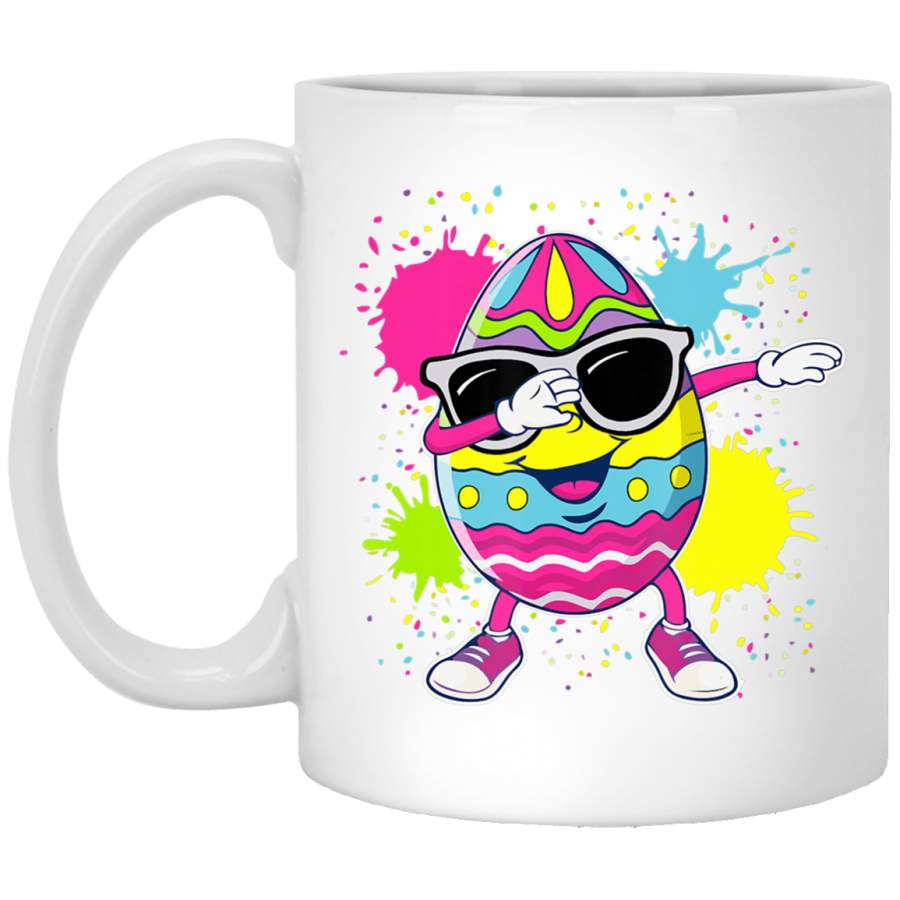 Cute Easter Egg Dabbing With Glasses Happy Easter Day 11oz 15oz White Mug Happy Easter Day Funny Colors Eggs Bunny Ears Peeps Cute