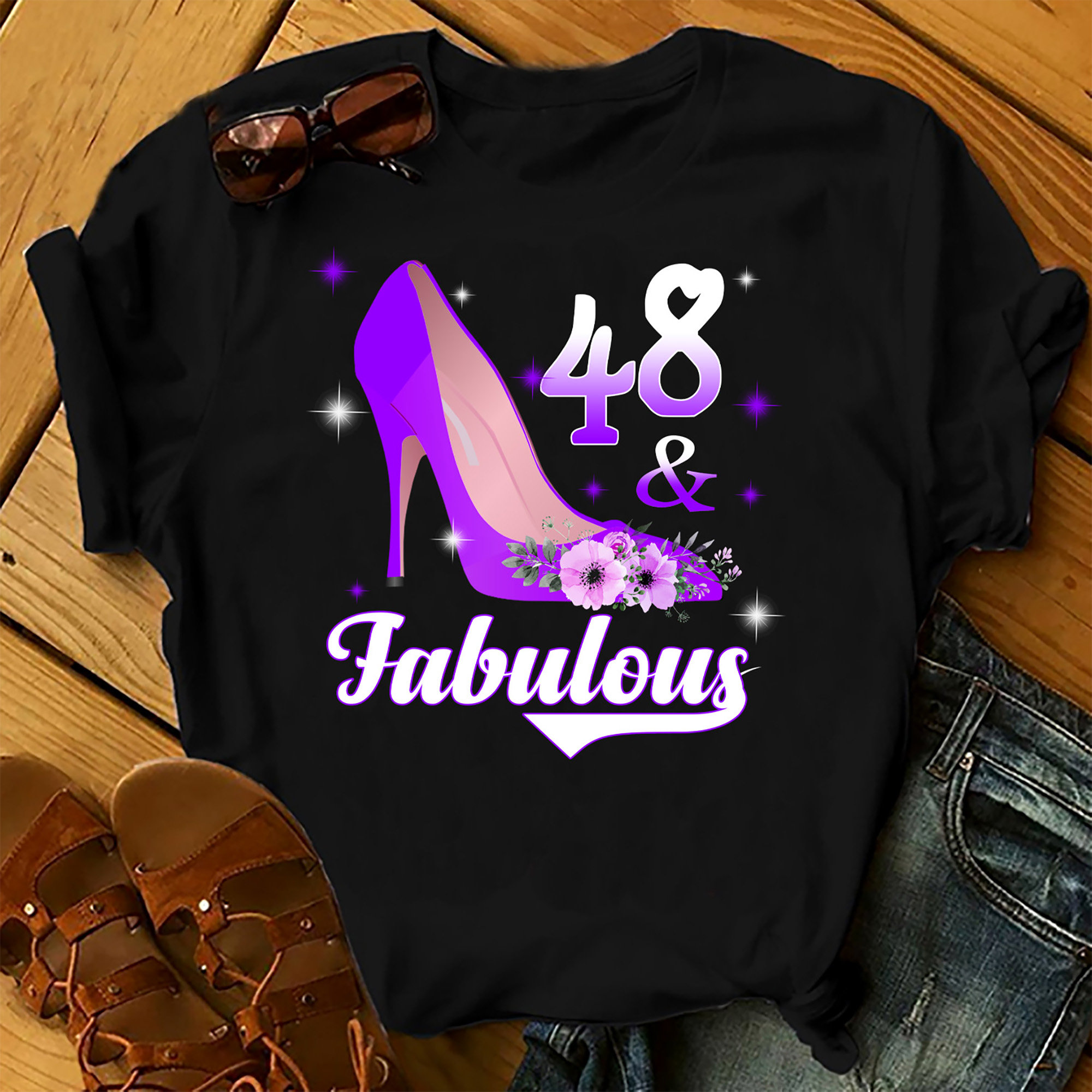 48 And Fabulous – Shirts Women, Birthday T Shirts, Summer Tops, Beach T Shirts