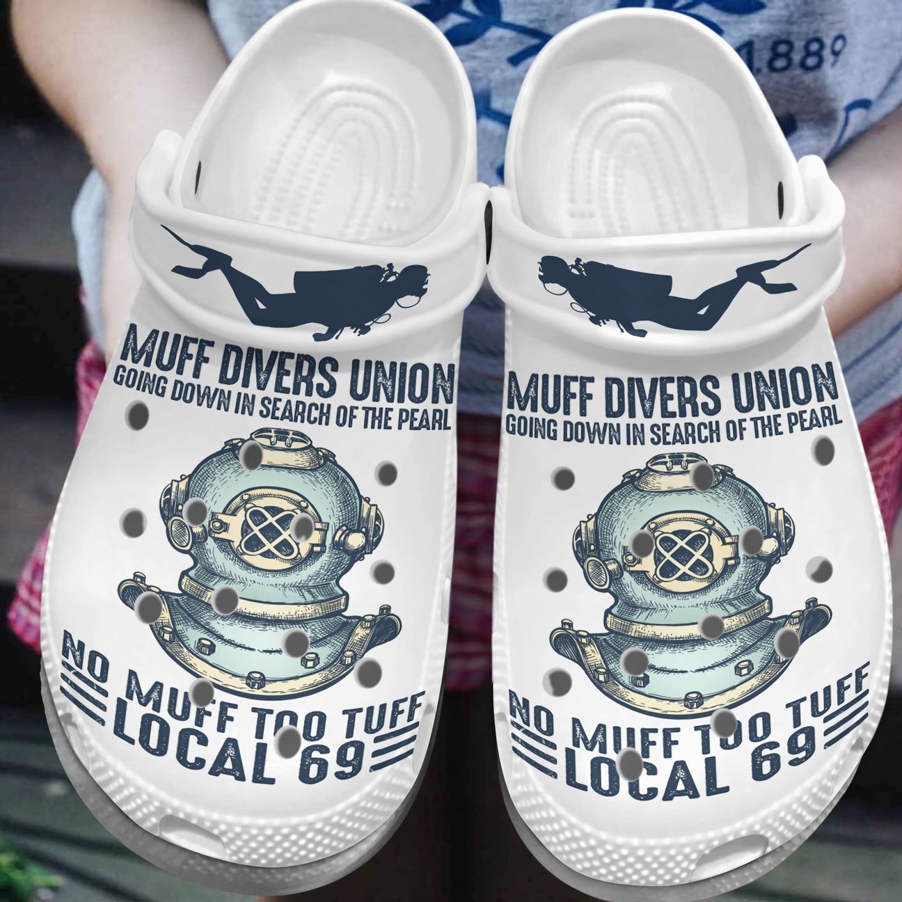 Diving Personalized Clog, Custom Name, Text, Color, Number Fashion Style For Women, Men, Kid, Print 3D Muff Divers Union