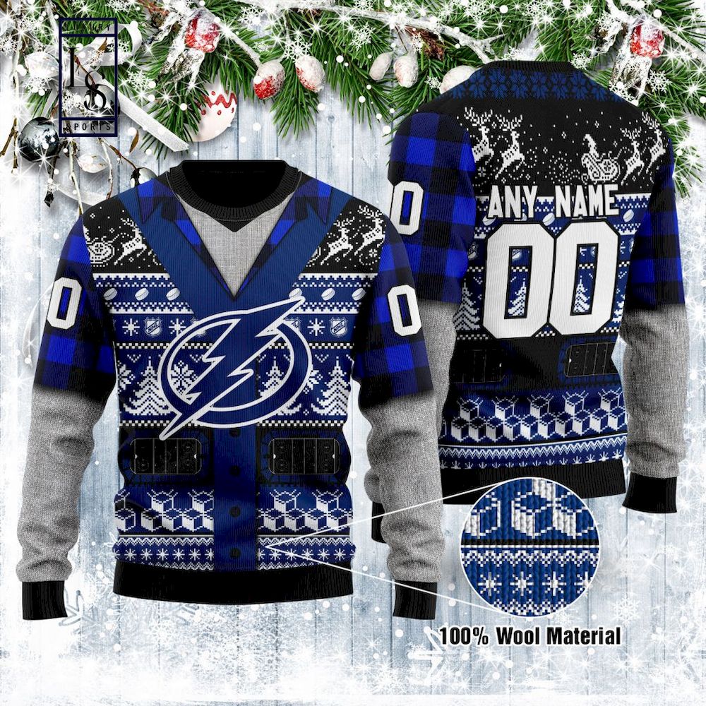 Personalized Tampa Bay Lightning Custom Name Gift For Fan Ugly Wool Sweater Christmas