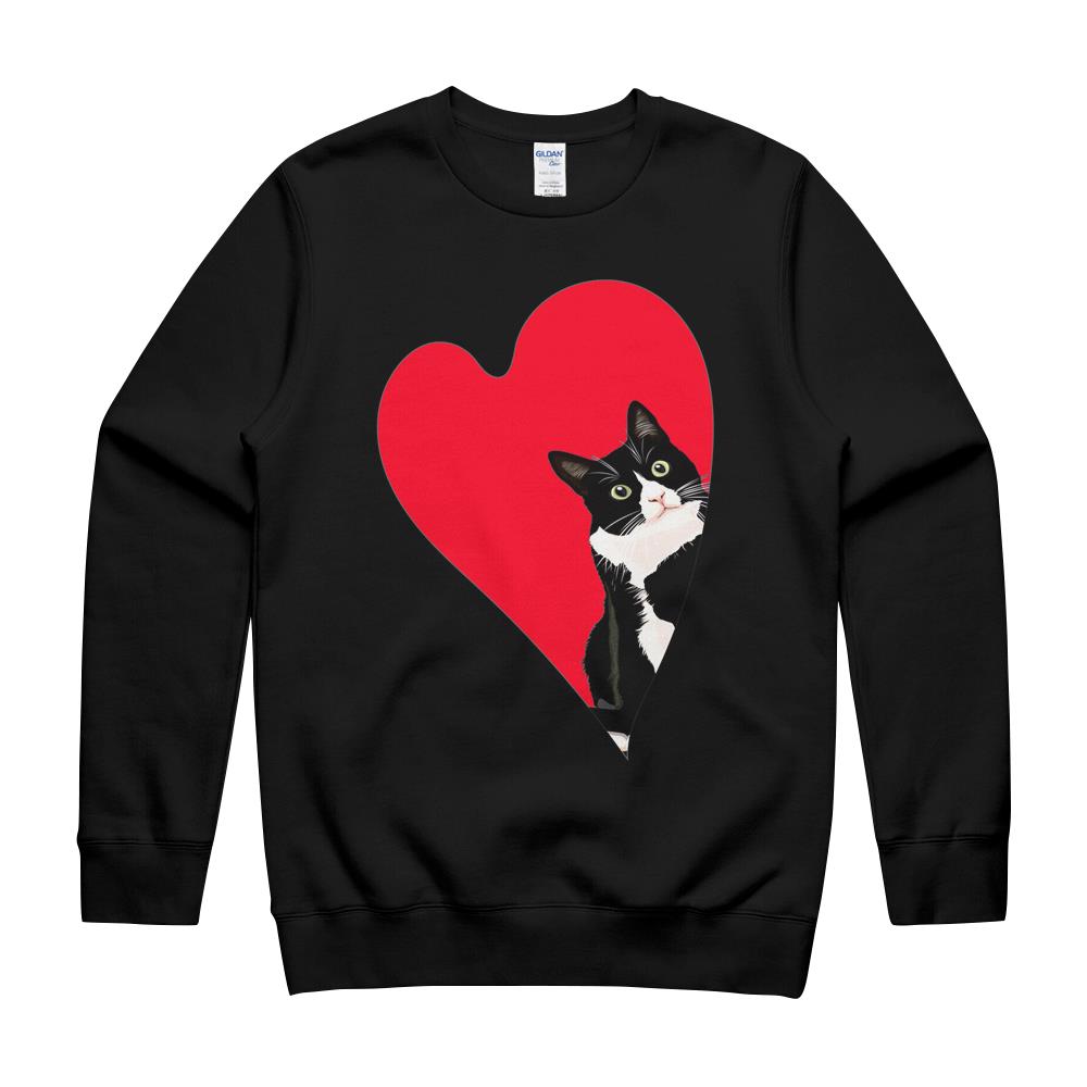 Tuxedo Cat Valentine Heart For Kitten And Animal Loverst-Shirt Hoodie Sweatshirt Crewneck Sweatshirt