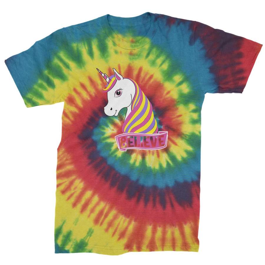 Unicorn Believe Ugly Christmas Mens Tie-Dye T-shirt