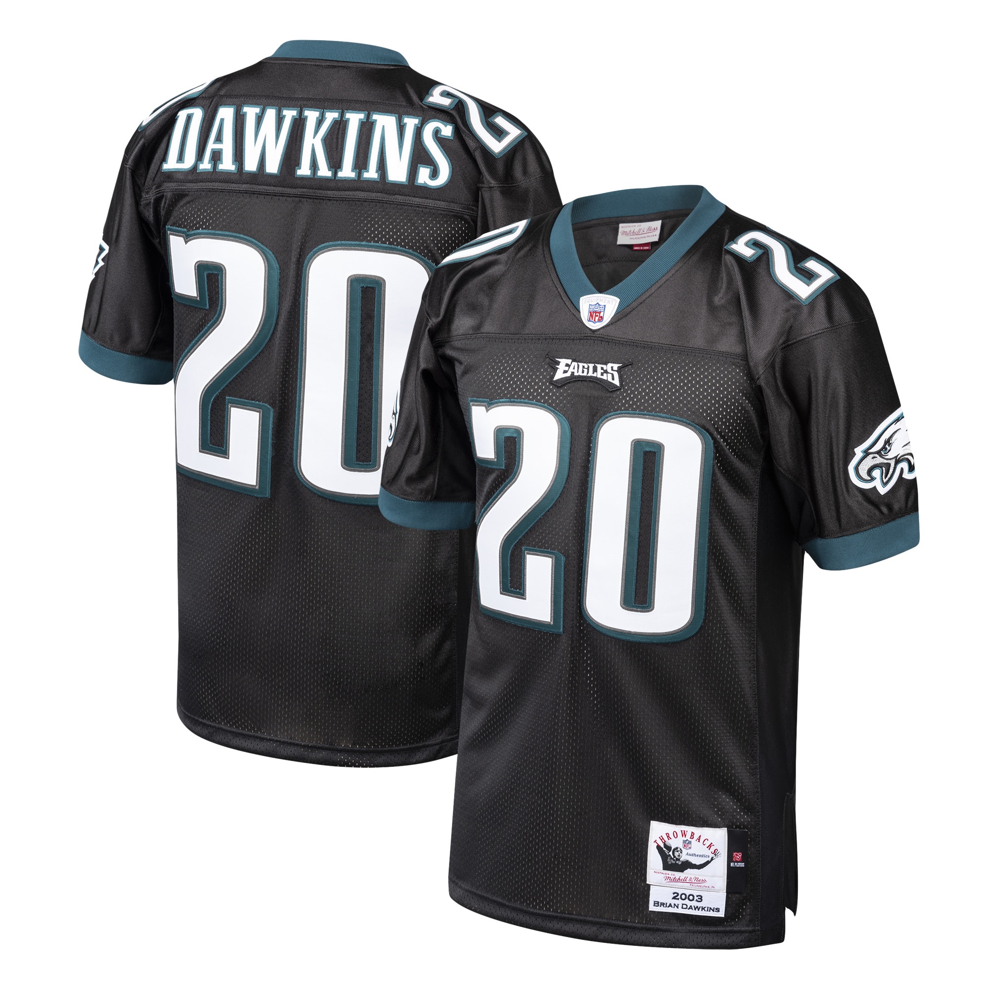 Men’s Philadelphia Eagles Brian Dawkins Mitchell & Ness Black 2004 Authentic Throwback Retired Player Jersey