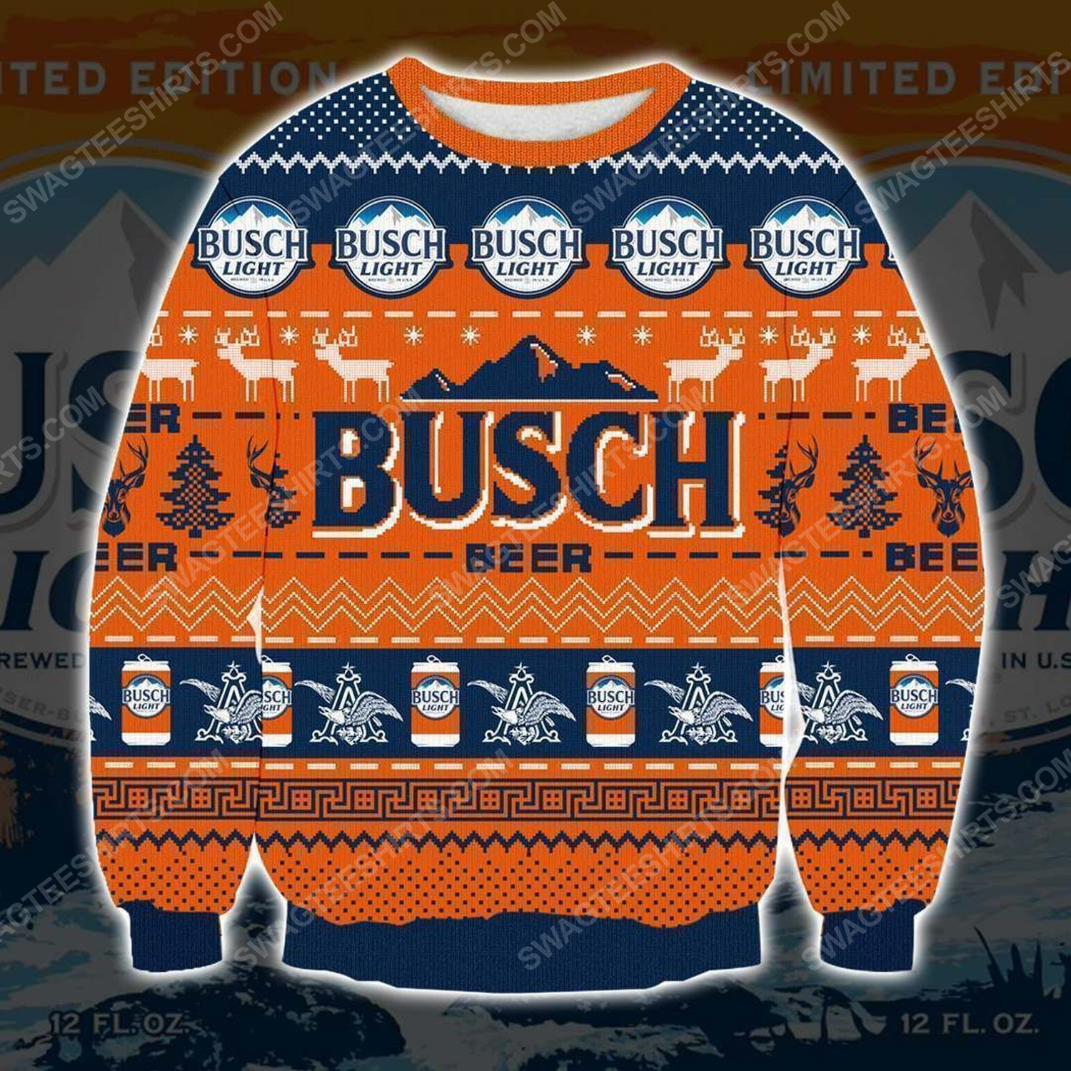 [Special Edition] Busch Light Reindeer All Over Print Ugly Christmas Sweater – Maria