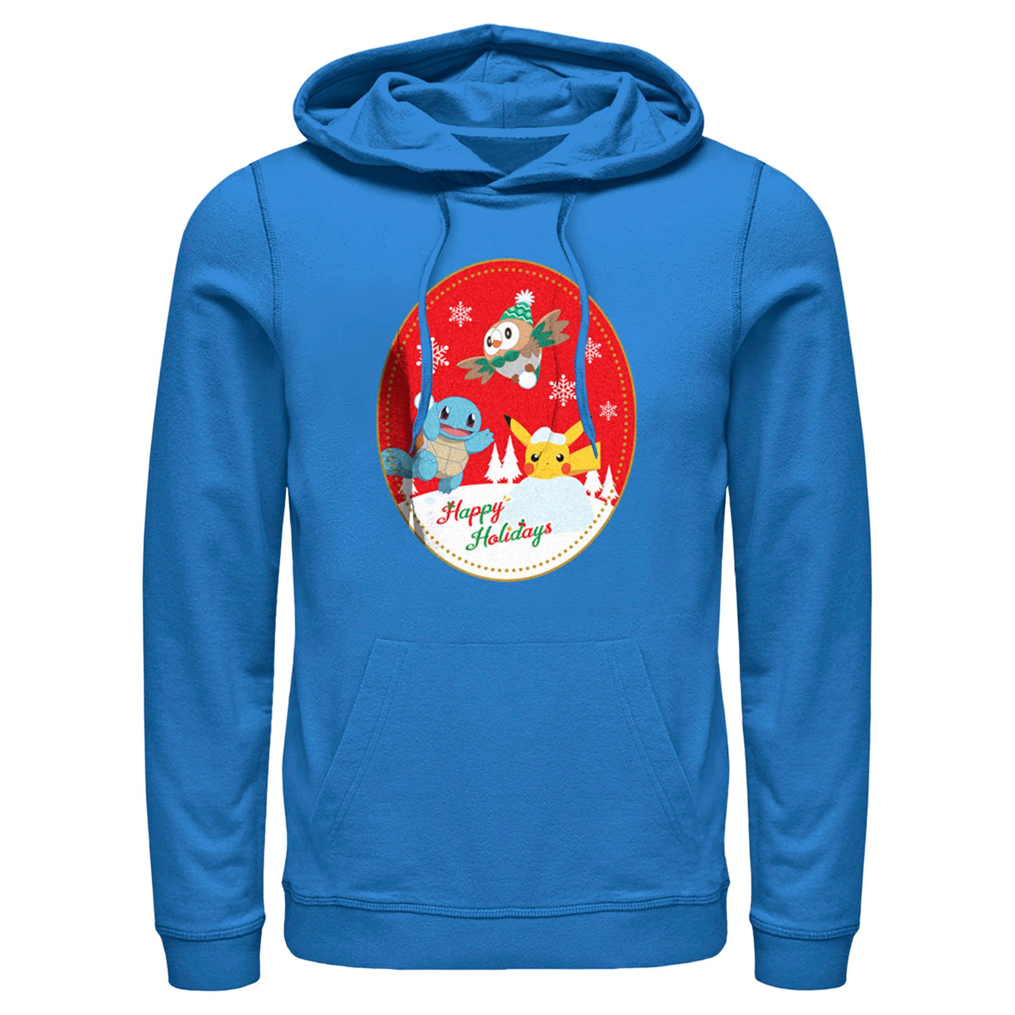 Men’S Pokemon Christmas Happy Holidays Patch Pull Over Hoodie