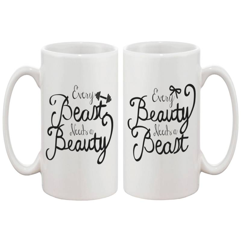 Every Beauty Needs a Beast Romantic Matching Coffee Mugs- Cute Couple Mug