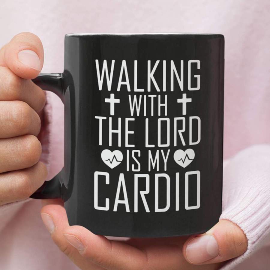 Walking with the Lord is my cardio coffee mug