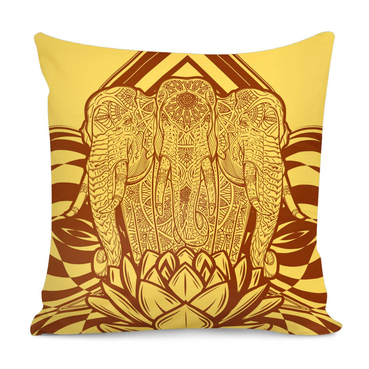 Lotus Gold Elephant Pillow Cover