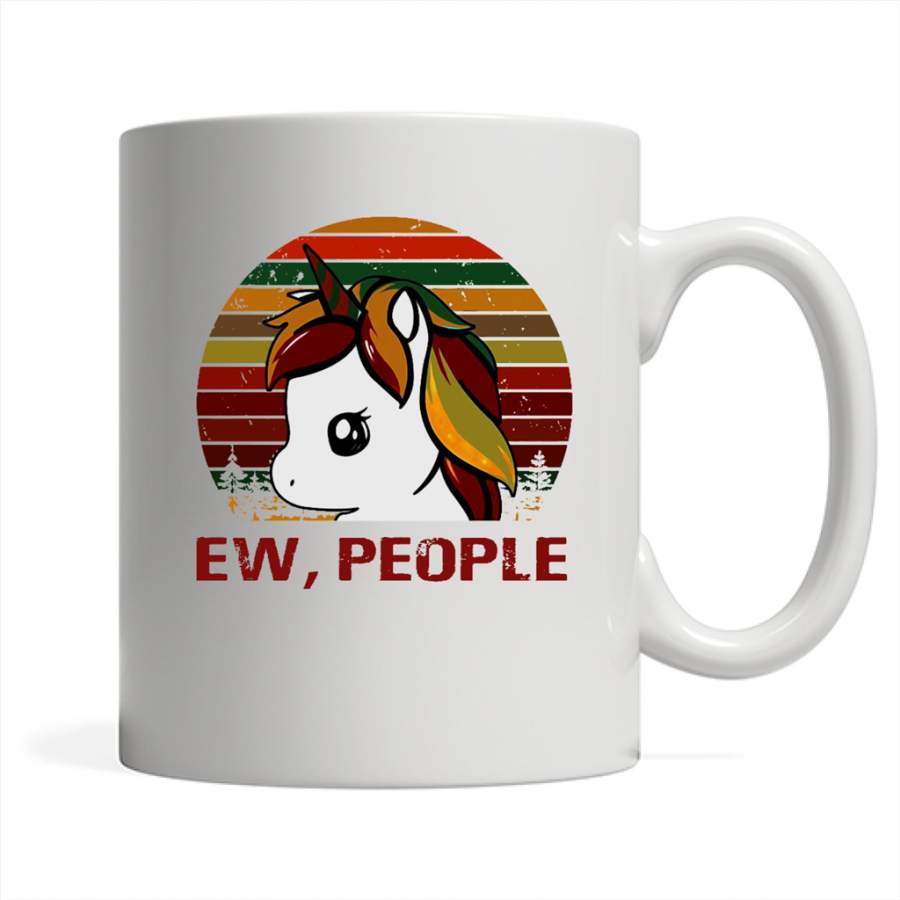 Ew People, Unicorn Classic Vintage Retro Design – Full-Wrap Coffee White Mug