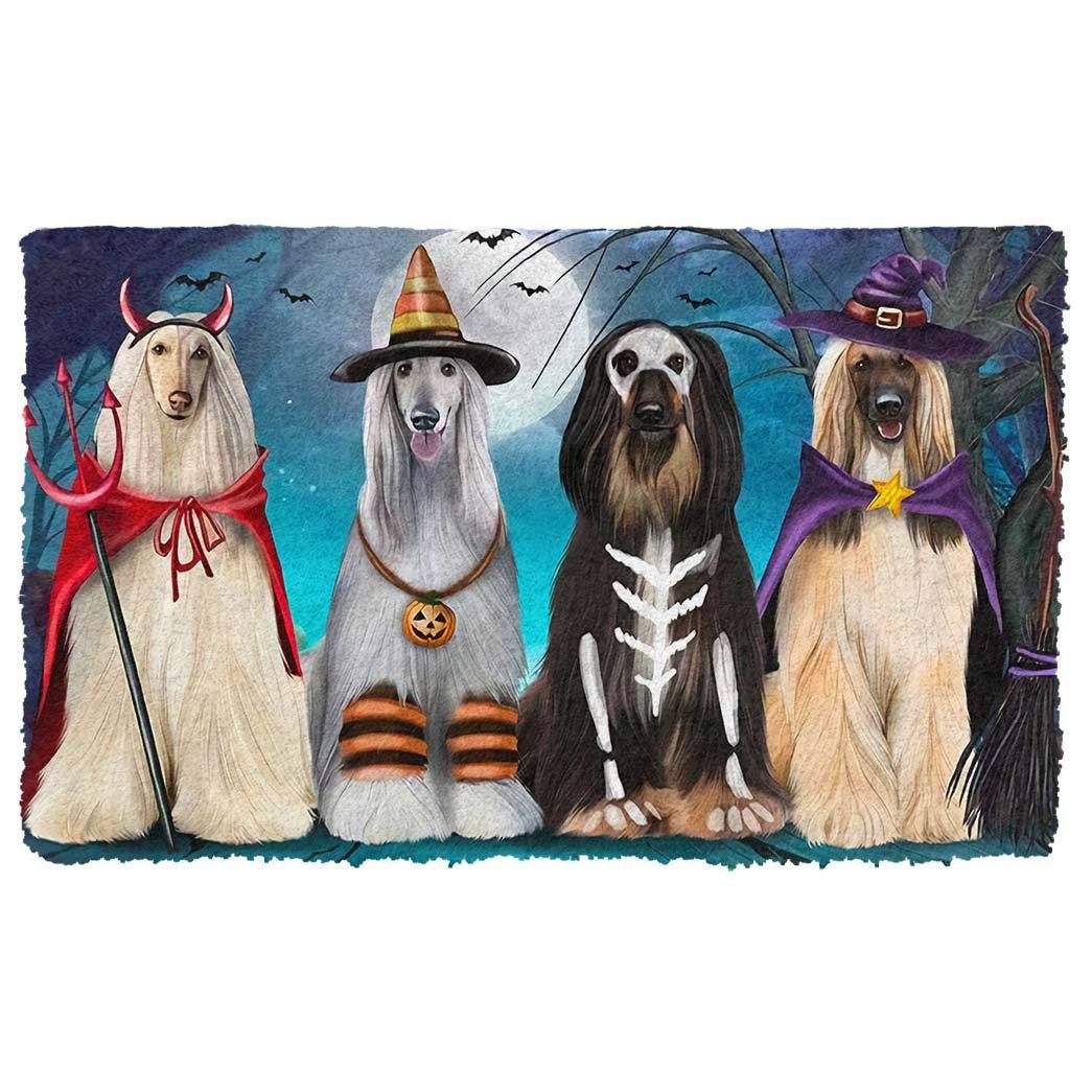 Gearhumans 3D Afghan Hounds Dog Halloween Custom Doormat