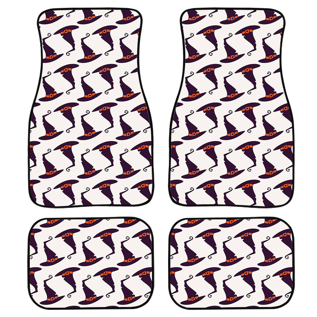 Purple Halloween Witch Hat Pattern Print Front And Back Car Floor Mats, Front Car Mat