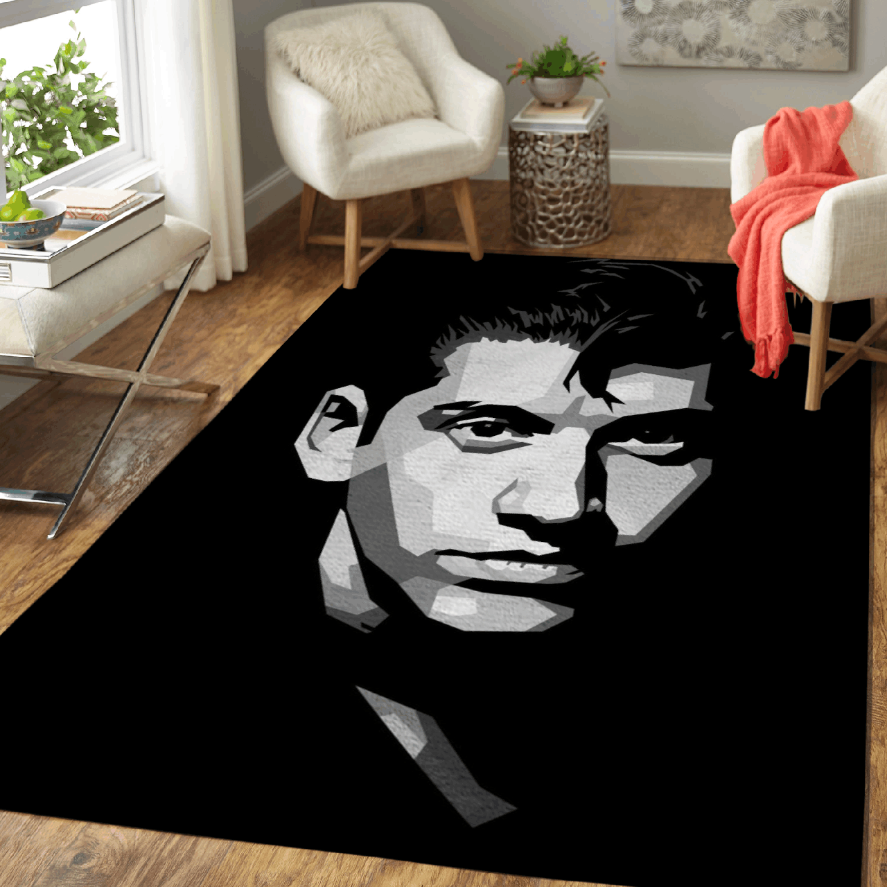 Alex Turner BW – Music Art For Fans Area Rug Carpet