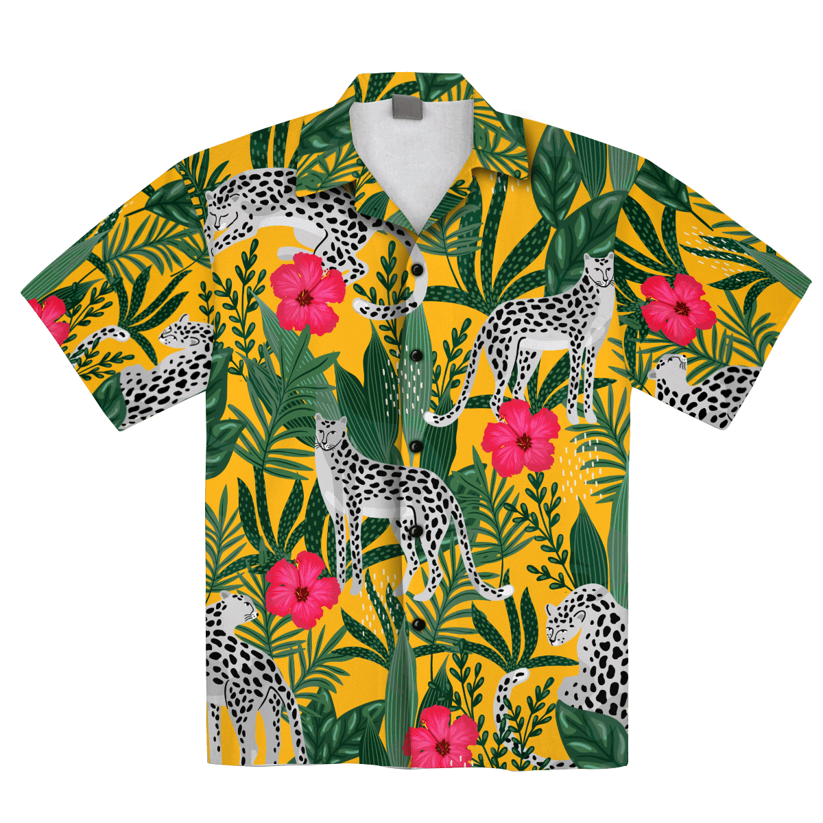 Find African Floral Leopard Pattern Flowers Tropical Hawaii Aloha Shirts Ha84369