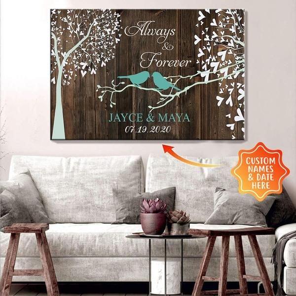 [Customized Name & Amp; Date] Always & Amp; Forever, Anniversary Gift Horizontal Canvas