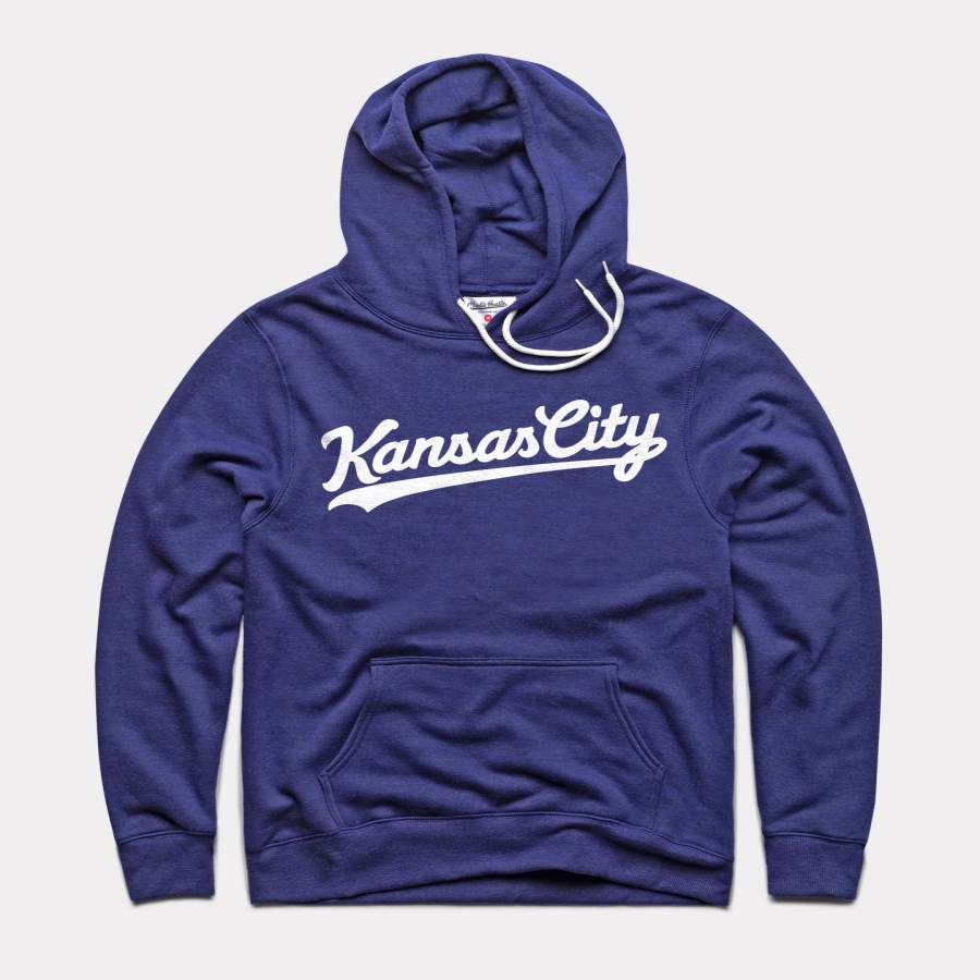 Navy & White Kansas City Script Vintage Hoodie Sweatshirt