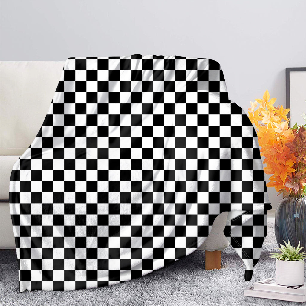 Black And White Checkered Pattern Print Blanket