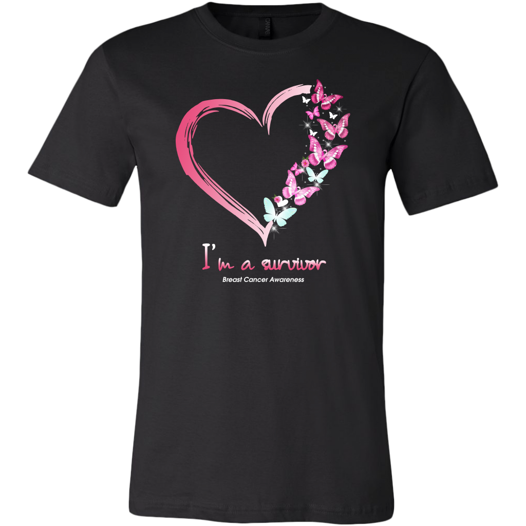 I’M A Survivor Breast Cancer Awareness Heart Butterfly Shirts