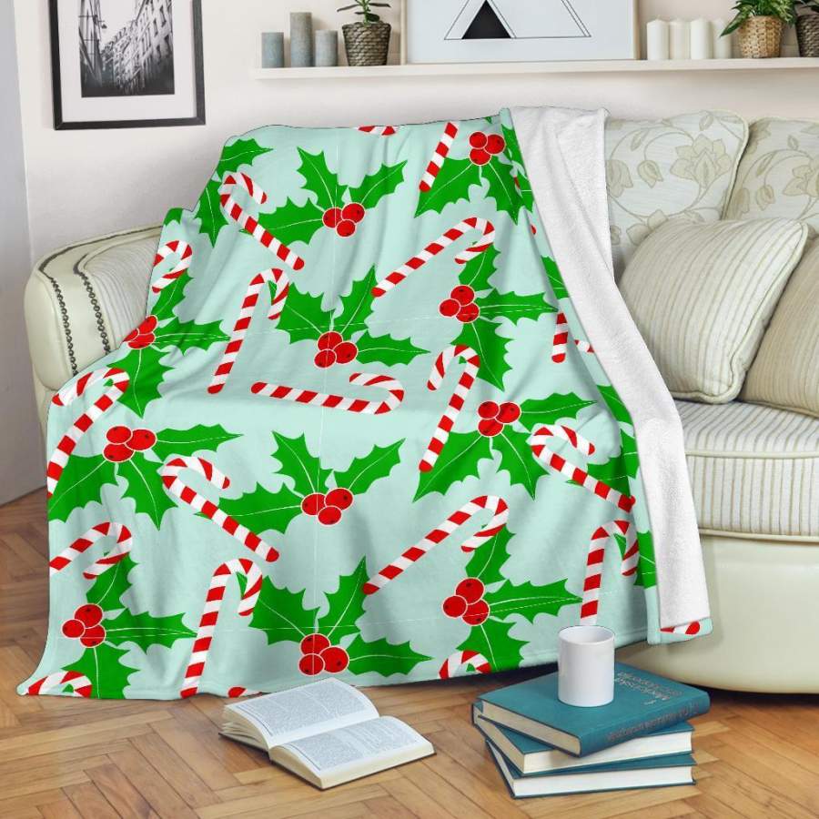 Christmas Candy Cane Pattern Print Blanket