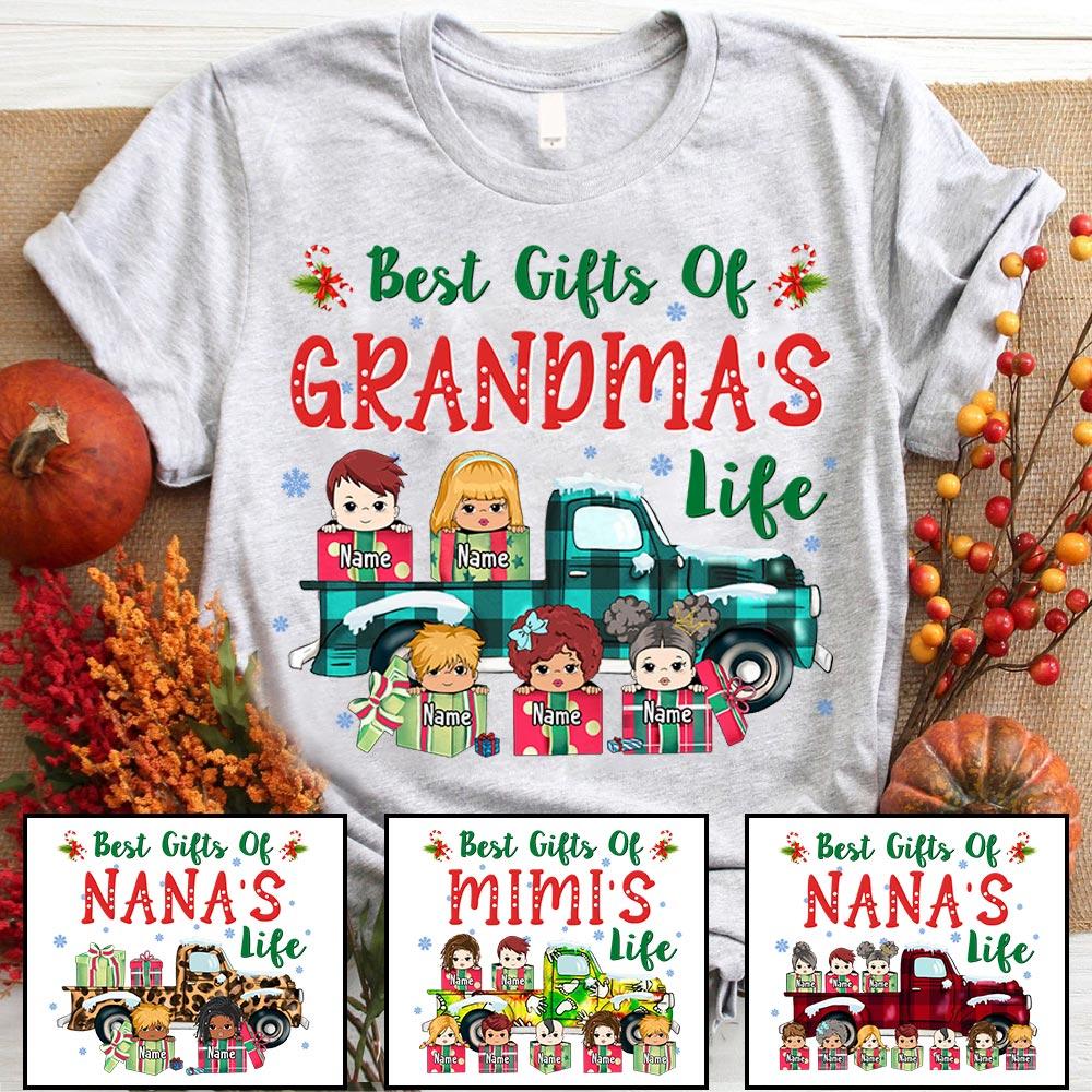 Best Gifts Of Grandma’S Life Truck Christmas Shirt, Grandma Christmas Shirt, Custom Grandma With Grandkids Name Shirt