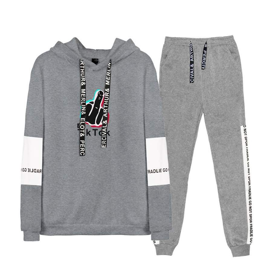 Unisex Tik Tok Sports Suit Set Hoodies Sweatshirt + Sweatpants