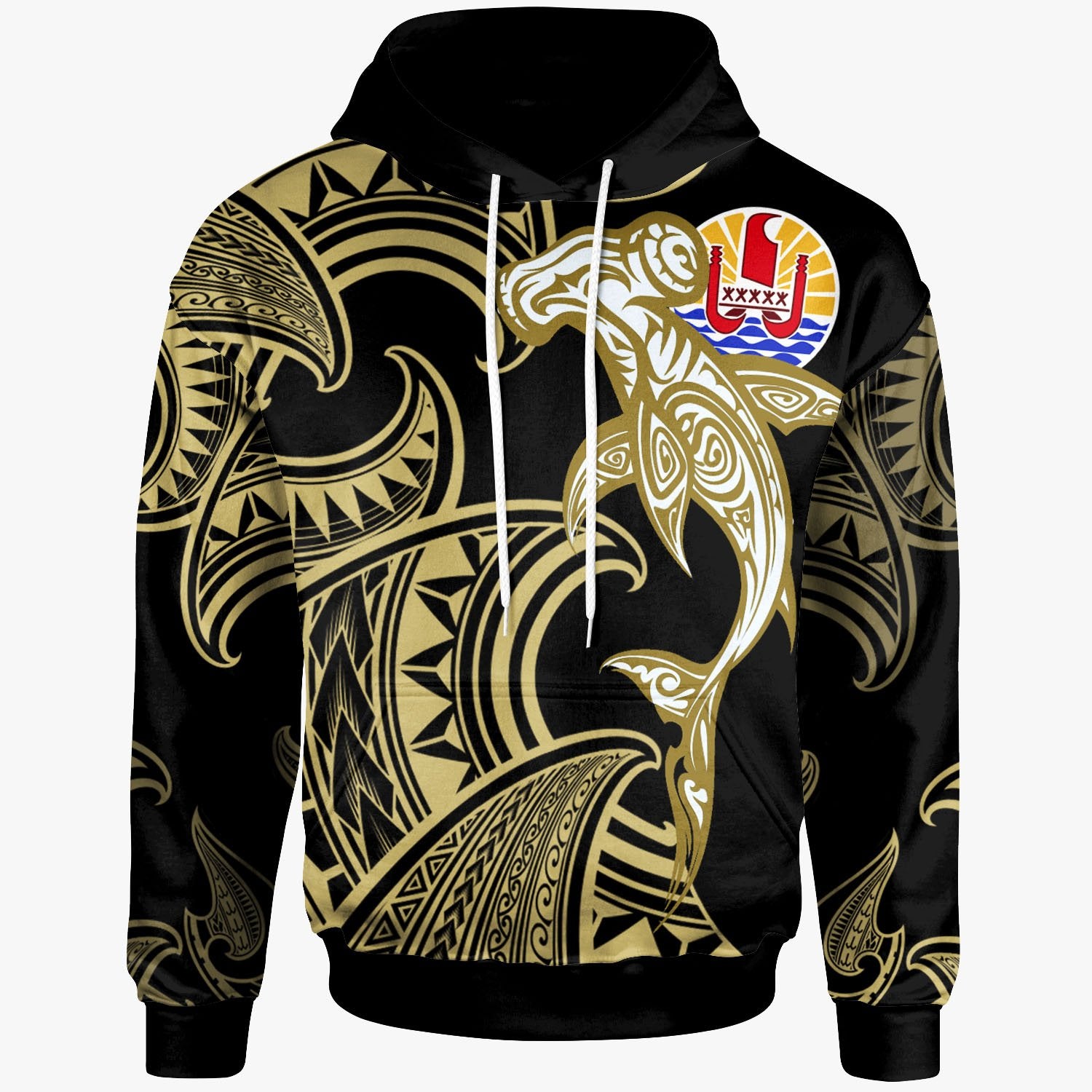 Tahiti Hoodie – Hammerhead Shark Tribal Pattern